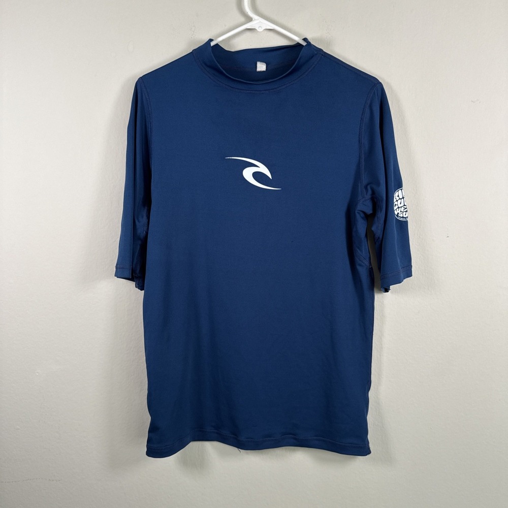 RipCurl BombPro Plus Rash Guard Size Blue Short Sleeve Men's Size Large